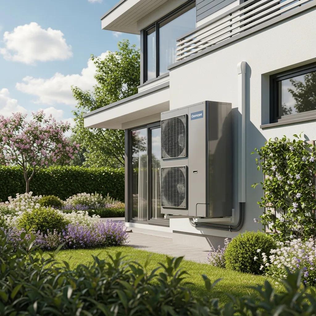 HVAC Blog 1 Modern heat pump system in a residential setting highlighting energy efficiency